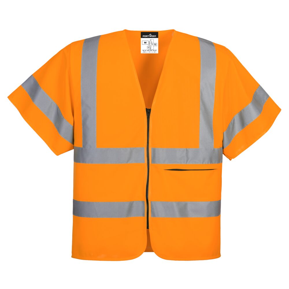 Hi-Vis Weste mit Schulterreflexband und Reißverschluss kurzarm